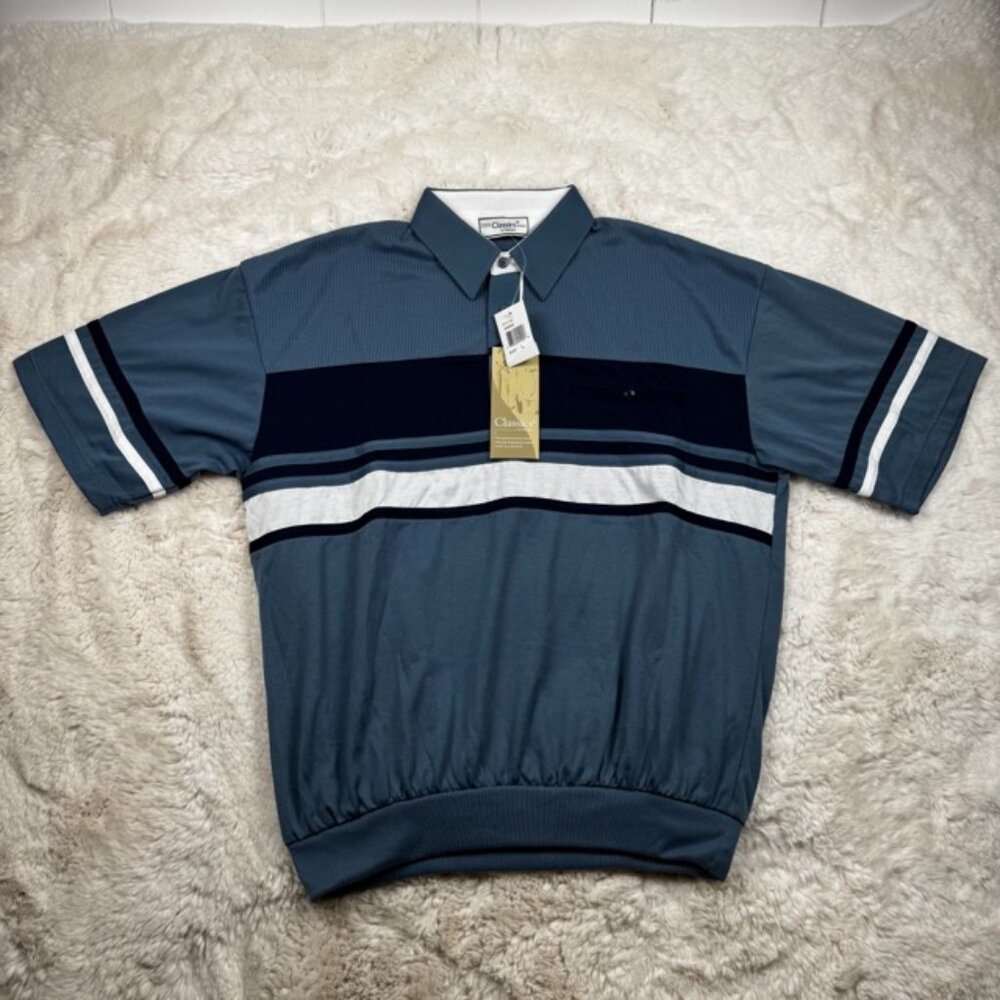 Vtg Men's Classics By Palmland Polo Collar Golf Shirt Sz Large NWT Color Block